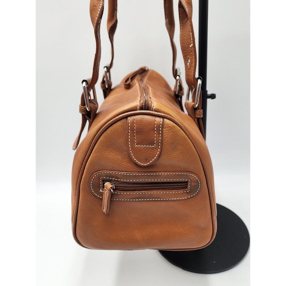 Tignanello Genuine Leather Bag Purse Double Handle Multi Compartments Tan Brown - Picture 4 of 16